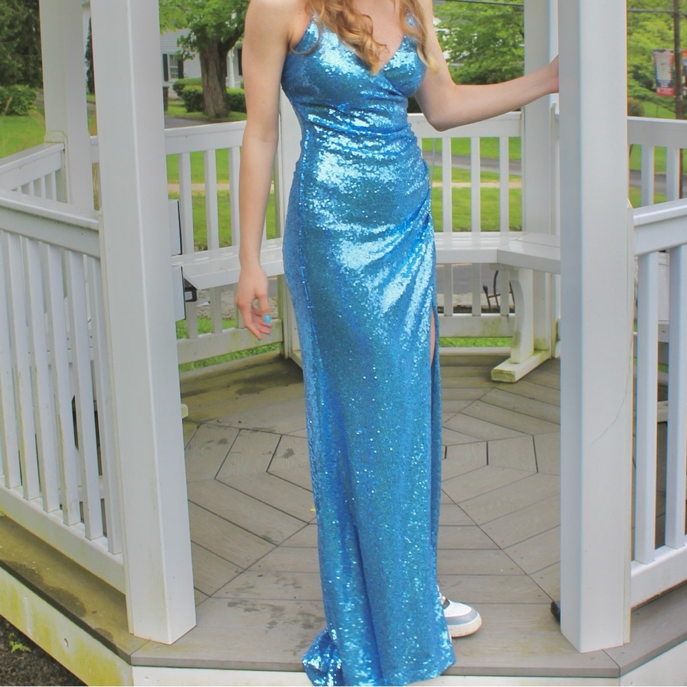 Windsor Sparkly Blue Prom Dress